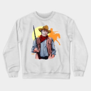 John Wayne - An illustration by Paul Cemmick Crewneck Sweatshirt